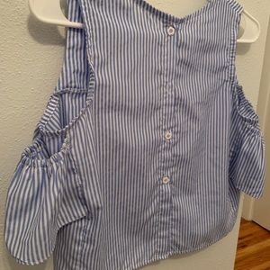 blue and white stripped tank top